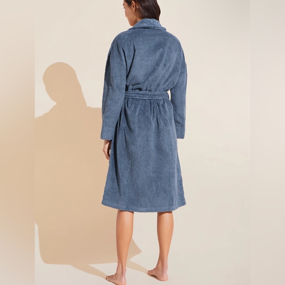 New With Tags: Eberjey Unisex Terry Robe In Size S/M - Picture 2 of 12
